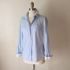Pinstripe Blue Button Up Blouse